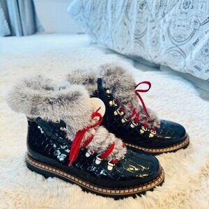 *NEW* Ammannn Splugen Winter Boots with Real Fur (Women's) Black Croc 9.5
